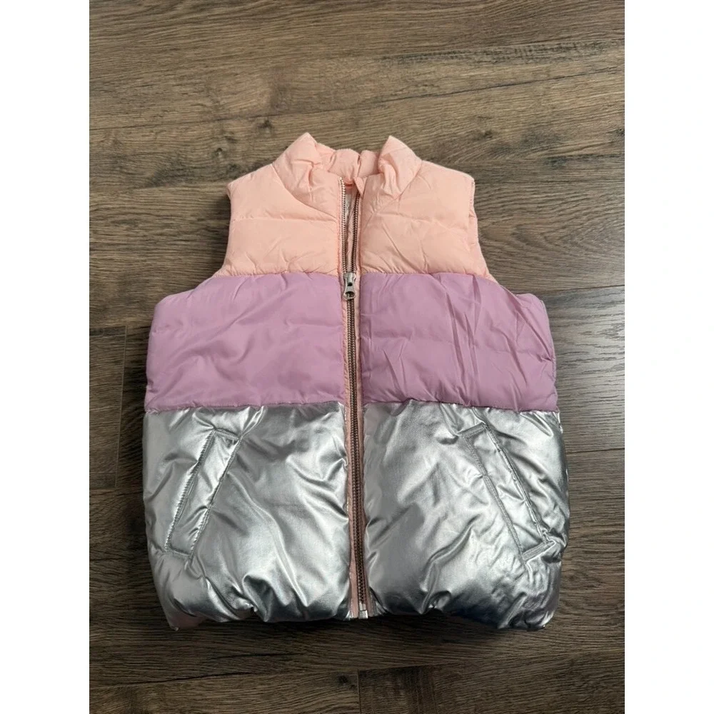 EUC Kids Girls Gymboree puffer vest colorblock size S 5-6‎